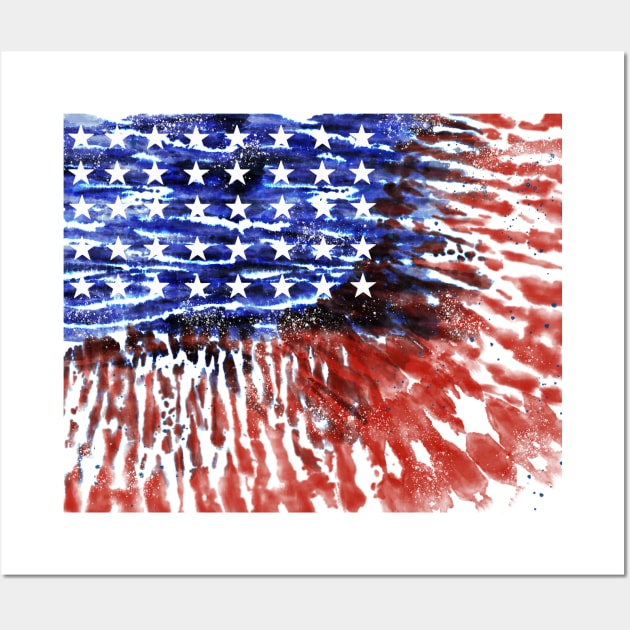 4th of July tie-dye flag Wall Art by TheGypsyGoddess